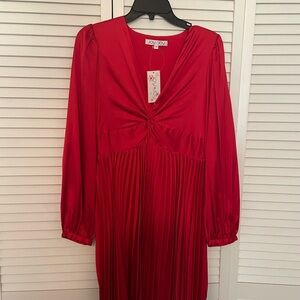 Joy Joy Red Sheath Dress with Bishop Sleeves